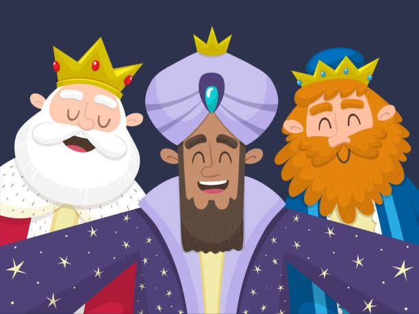ilustraciones, imágenes clip art, dibujos animados e iconos de stock de los tres reyes tomando un selfie - bible stories fotos