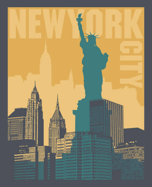 illustrazioni stock, clip art, cartoni animati e icone di tendenza di manhattan, new york, illustrazione silhouette - new york city skyline silhouette manhattan