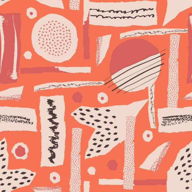 ilustrações de stock, clip art, desenhos animados e ícones de vector seamless pattern. torn paper decorated paint and ink spots. different shapes with rough ribbed and jagged edges - paper book cover dirty fashion