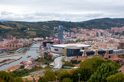 Aerial view of the city of Bilbao in the Basque Country, Spain