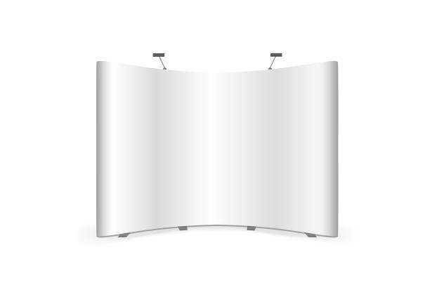 istock Vector Curved Fabric Tension Pop Up Trade Show Stand isolated on a white background 1073889824