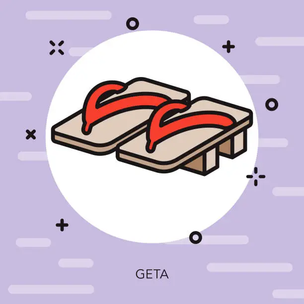 Vector illustration of Geta Thin Line Japan Icon