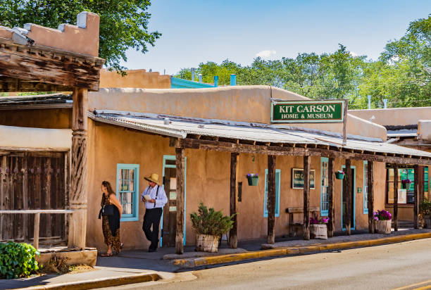 Taos, NM, USA-07/08/18: The actual Taos home of Kit Carson, turned into a museum.