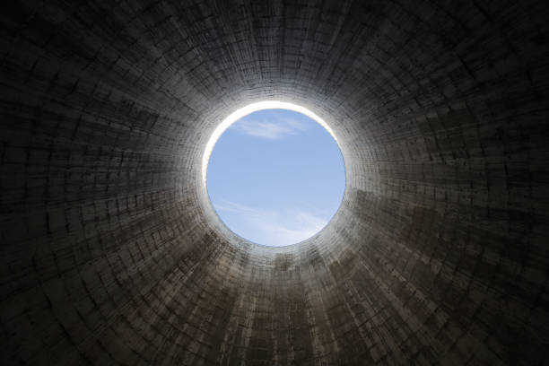 istock Old cooling tower in the power plant 1073911052