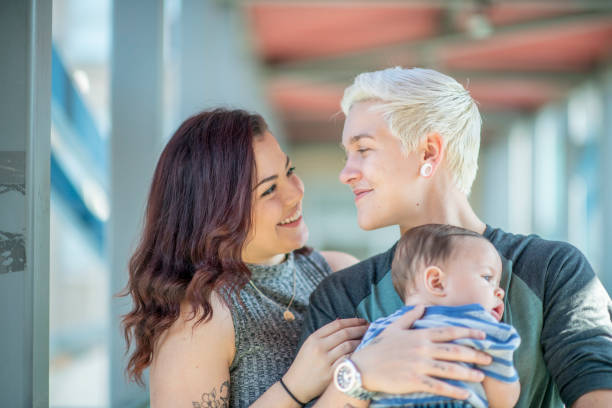 istock Lesbian Couple Holding Baby 1073911666