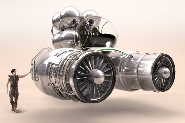 White Large Engine Aircraft 3d illustration render