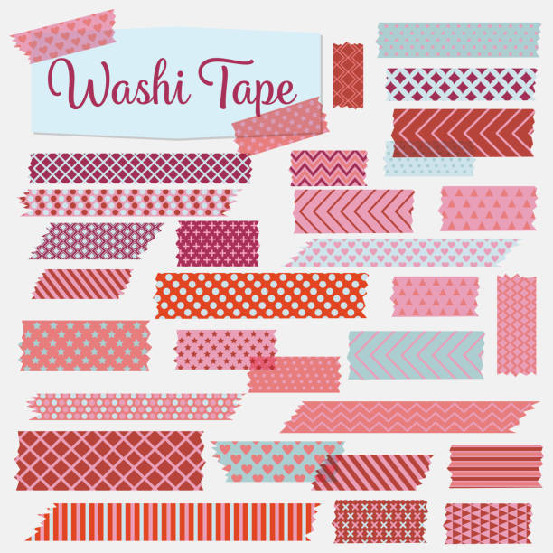 Washi Tapes In A Variety Of Patterns And Colours Stock Illustration -  Download Image Now - Adhesive Tape, Pink Color, Art - iStock