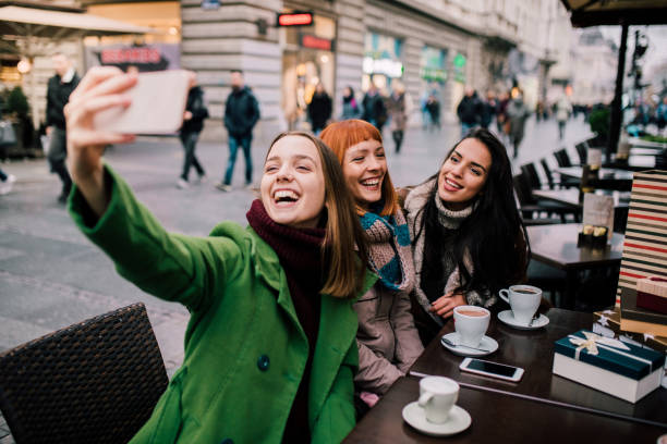 istock Smiling girls taking a selfie 1073932154