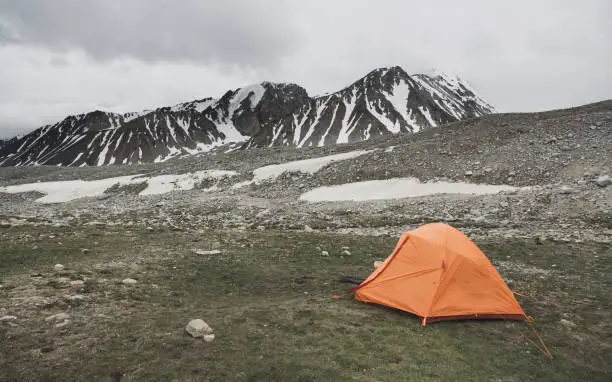 Tent at Basecamp of Malchin Peak - Altai Tavan Bogd National Park Mongolia
