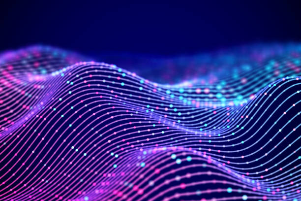 3D Sound waves with colored dots. Big data abstract visualization. 3D Sound waves with colored dots. Big data abstract visualization. Digital concept: virtual landscape. Futuristic background. Sound waves, visual audio waves equalizer, EPS 10 vector illustration. business computer technology stock illustrations