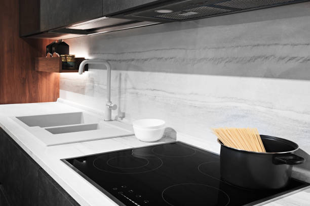 istock Kitchen interior, modern kitchen with a luxury mixer, breakfast concept, kitchen background, concept of healthy eating, interior of modern kitchen 1073943560