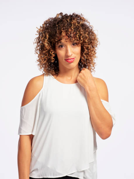 istock Happy Woman High Key in Studio 1073957820