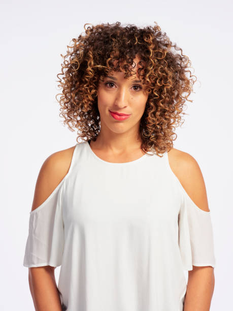 istock Happy Woman High Key in Studio 1073960082