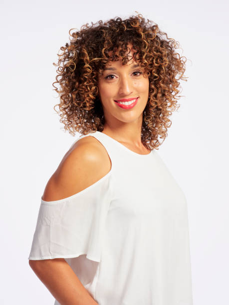 istock Happy Woman High Key in Studio 1073960170