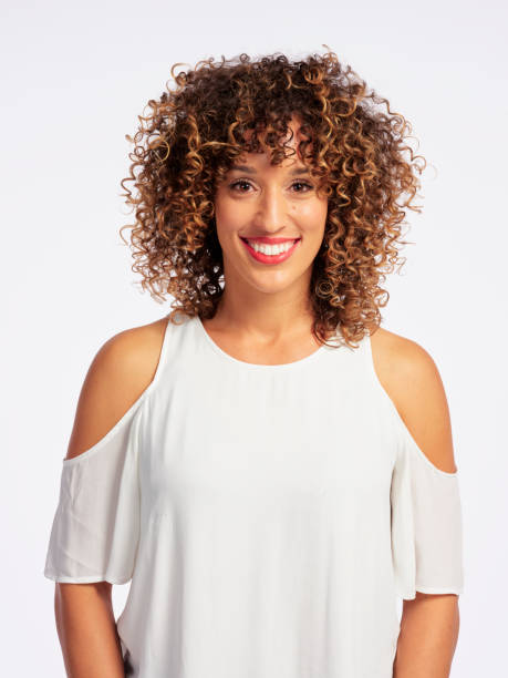 istock Happy Woman High Key in Studio 1073960984