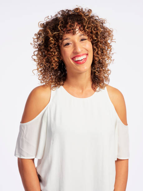 istock Happy Woman High Key in Studio 1073960990