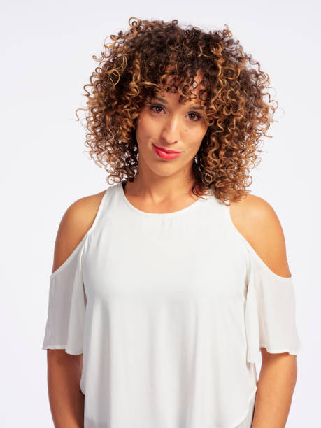 istock Happy Woman High Key in Studio 1073963150