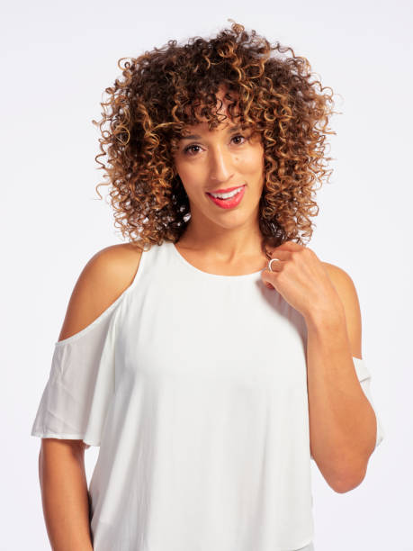istock Happy Woman High Key in Studio 1073963386