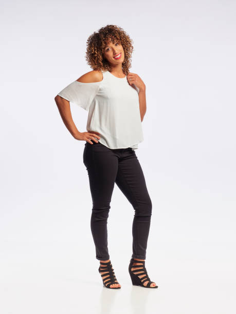 istock Happy Woman High Key in Studio 1073964404