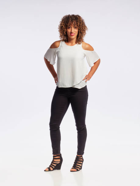 istock Happy Woman High Key in Studio 1073964406
