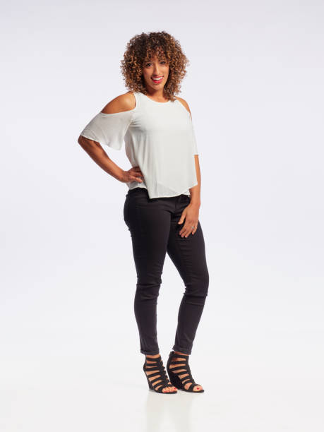 istock Happy Woman High Key in Studio 1073964528