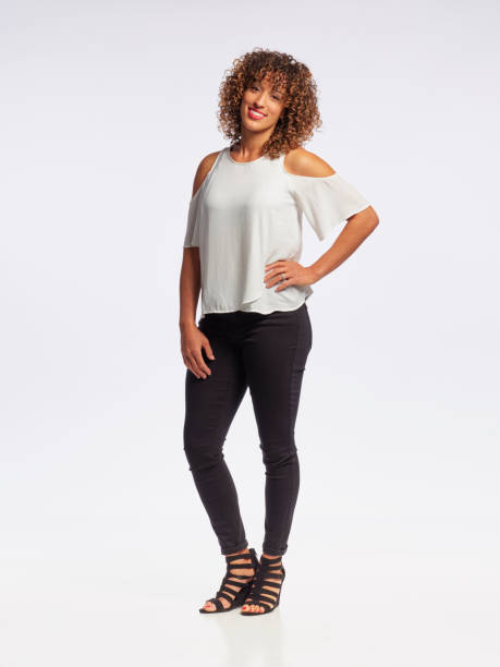 istock Happy Woman High Key in Studio 1073964630