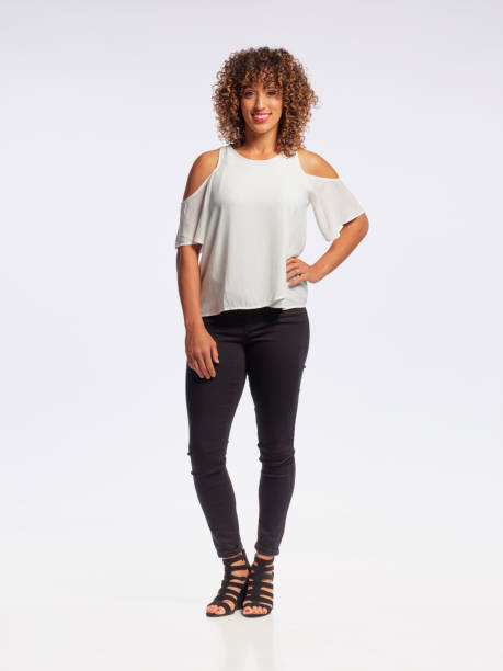 istock Happy Woman High Key in Studio 1073964766