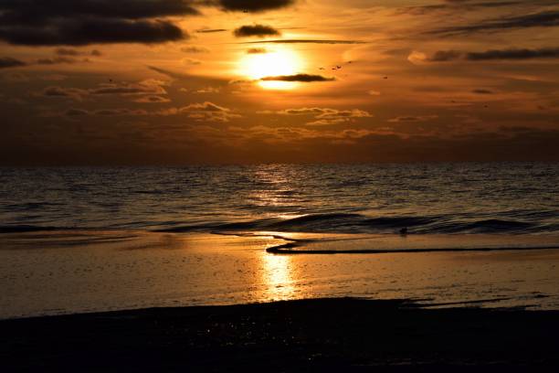 istock Golden sunrise over ocean 1073973676