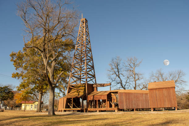 Oil Well from Turn of the Century Oil oil well derrick from 1890s in Oklahoma tulsa landmark stock pictures, royalty-free photos & images