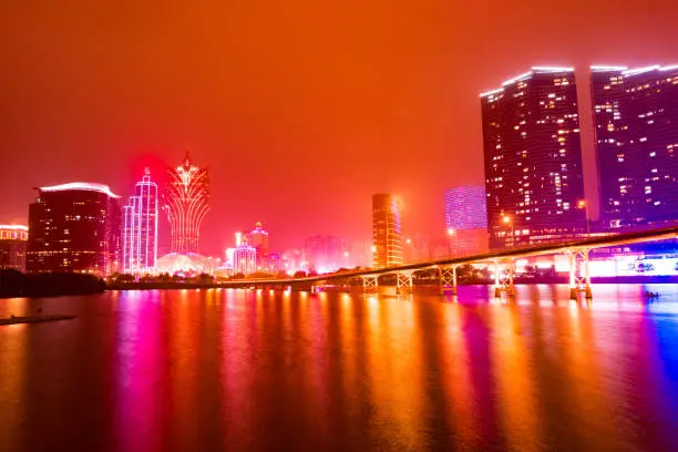 Photo of Panorama viewpoint urban landscape twilight night traffic in Macau