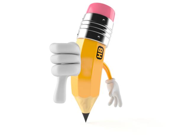 istock Pencil character with thumbs down gesture 1073989658