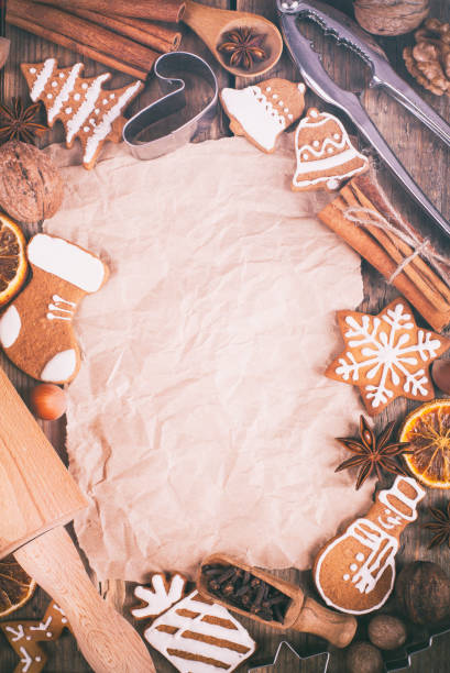istock Holiday template with Christmas spice and ornaments 1073991300