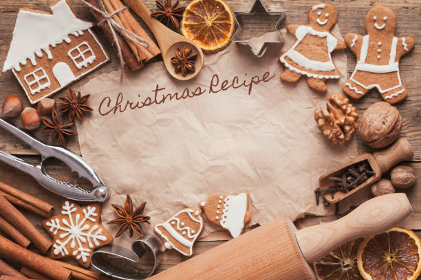 istock Holiday template with Christmas spice and ornaments 1073995182