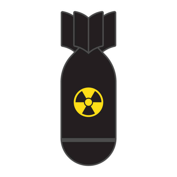 Rocket bomb flies down. Rocket bomb flies down. Nuclear weapons. Vector illustration, isolated in white background nuclear weapon stock illustrations