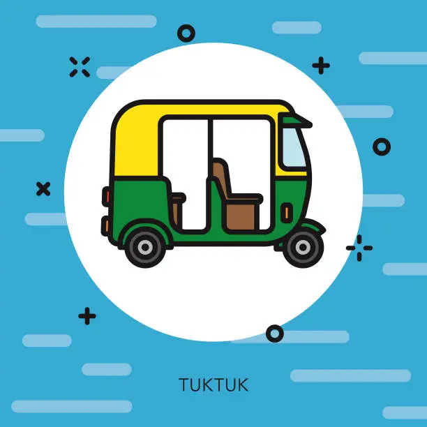 Vector illustration of Tuktuk Thin Line Transportation Icon