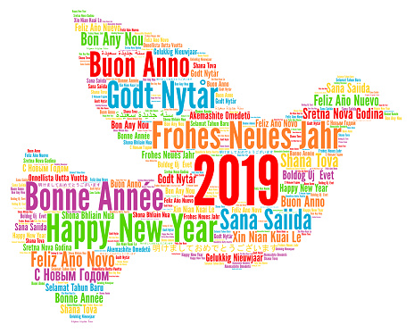 Happy New Year 2019 in different languages