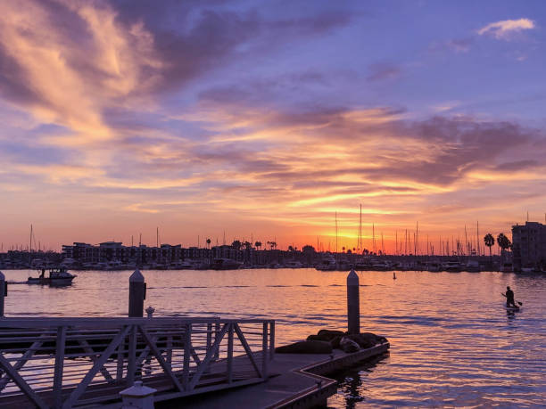 Sunset in Marina del Rey, CA from Burton Chase Park
