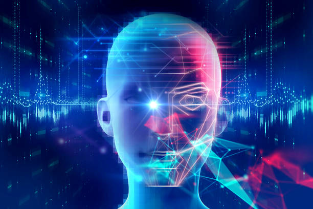 istock Face detection and recognition of digital human 3d illustration. 1074076720