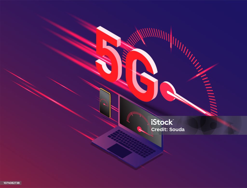 vector of new 5th generation of internet concept, speed of 5G network internet wireless. Speed stock vector