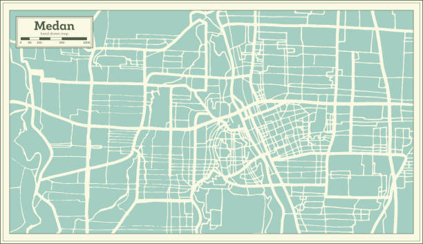 istock Medan Indonesia City Map in Retro Style. Outline Map. 1074089630