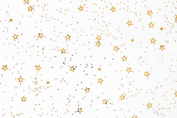 istock Christmas composition. Christmas golden decorations on white background. Flat lay, top view, copy space 1074092502
