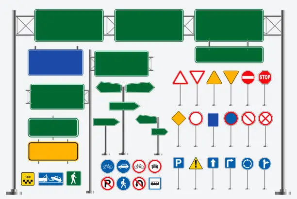 Vector illustration of set of street sign