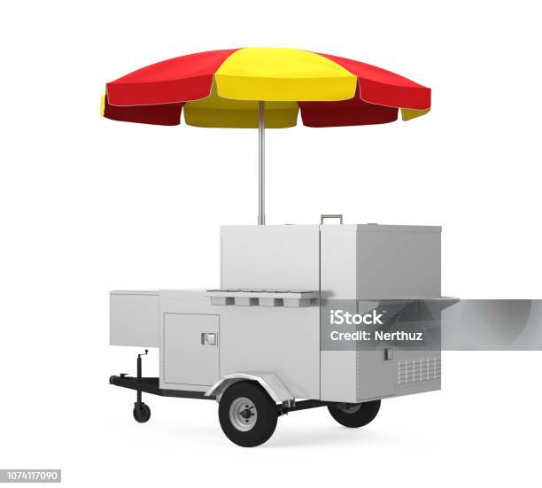 Hot Dog Cart Isolated Stock Photo - Download Image Now - Concession Stand, Cart, Hot Dog