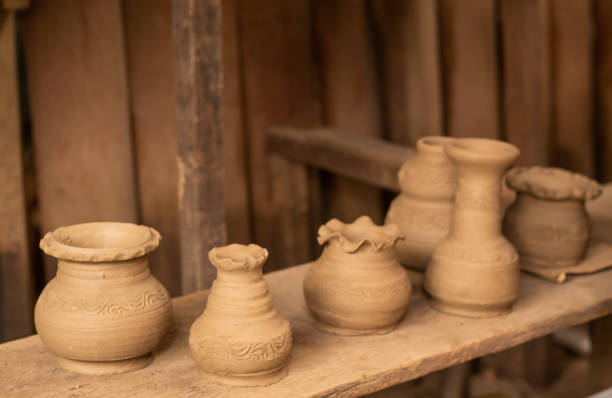 istock Clay vase placed on the wood to dry before the fire 1074126334