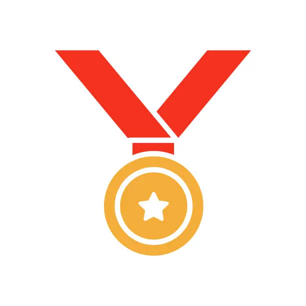 Vector illustration of Trendy medal flat glyph icon. Vector illustration for success, sports, motivation, prize, first place, business, startups and other concepts