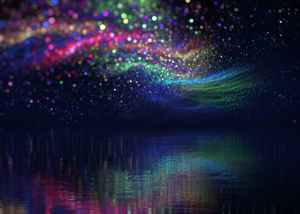 aurora borealis over icy lake, festive background