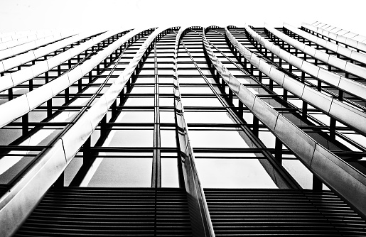 Modern building geometry and architecture details in black and white