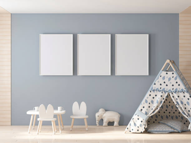 istock Frame poster on wall in child room 1074143548