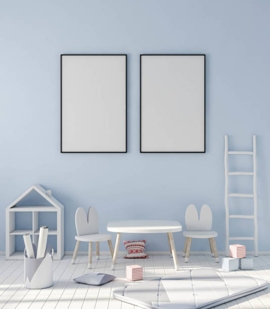 istock Frame poster on wall in child room 1074143608