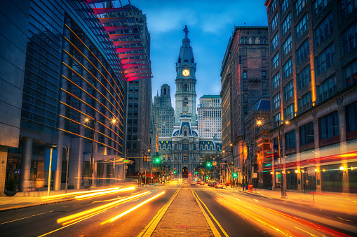 Philadelphia's City Hall at dusk
